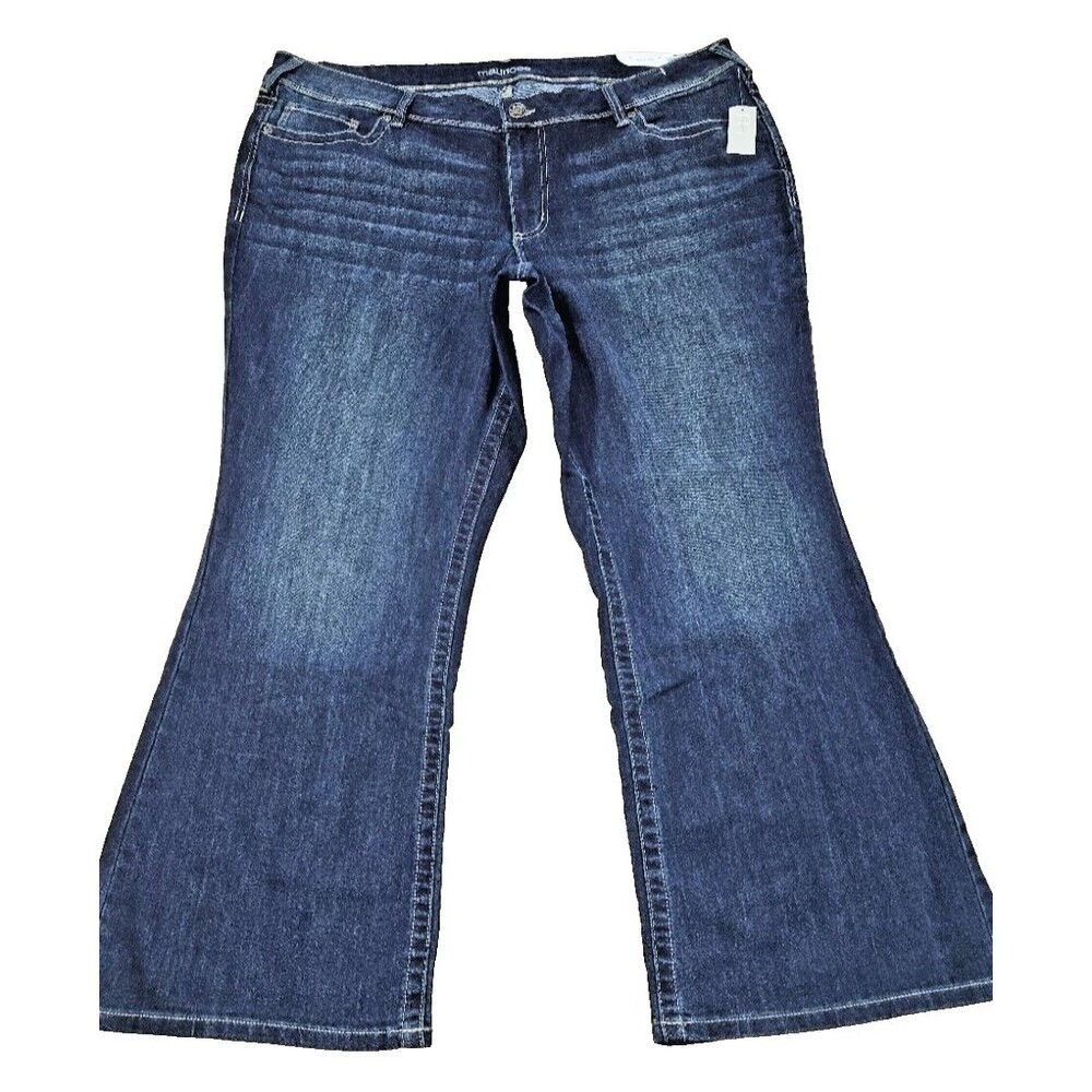Maurices Womens Denim Slim Boot Jeans Size 24W Short Blue Mid-Rise 5 Pockets